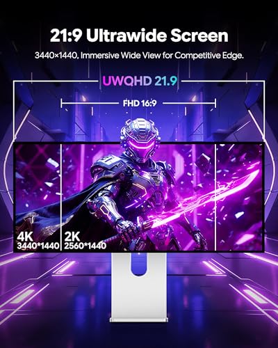 Image of Q34W 34'' UHD (3440 x 1440) 4K 165Hz Gaming Monitor, IPS Panel, 10-Bit Color, 99% sRGB, 96% DCI-P3, 5ms, HDR, 1000:1, Eye Care, Anti-Glare (Honeycomb - with Stand x2)