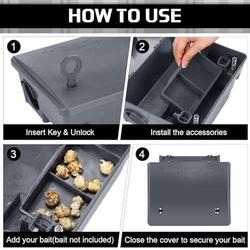 Image of Qualirey 12 Packs Rat Bait Stations Rodent Traps Outdoor Indoor, Grey