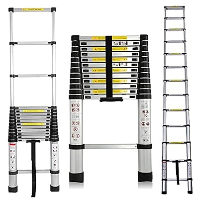 12.5ft Telescoping Ladder Yunlai Aluminum Telescopic Extension Multi Purpose Folding Ladders Loft Ladder EN131 Certified Meticulous Treatment Easy to Store for RV Loft Home Attic 330lb Max Load
