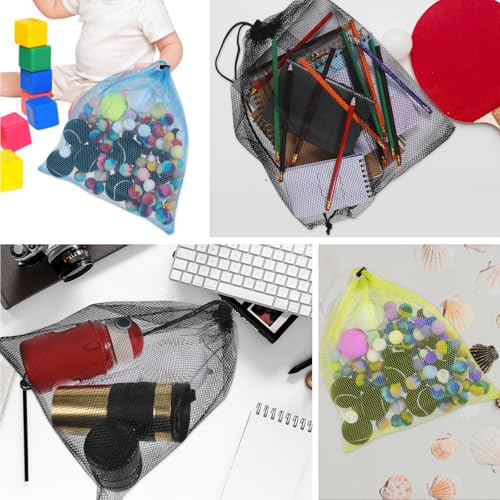 12Pcs Colorful Mesh Bag Sports Equipment Bag Multipurpose Nylon Drawstring Bag with Cord Lock Closure 15.6"X13.65" Gym Storage Bag Mesh Stuff Sack for Travel, Sports, Balls, Beach, Laundry4