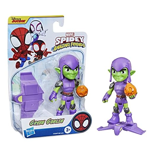 SPIDEY AND HIS AMAZING FRIENDS Figura de acción a Escala de 10 cm del héroe Green Goblin de Marvel, 1 Accesorio, para niños a Partir de 3 años