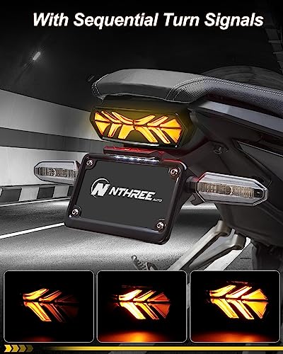 Image of LED Brake Tail Light Motorcycl Turn Signals for Honda Grom MSX125 CB650F | Taillight SMD 4-in-1 brake /turn /DRL, flowing amber sequential, flash relay included, for Honda CB650R CBR650F CTX700N