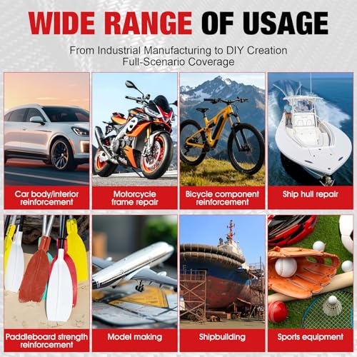 AllisWay Carbon Komplett-Set, Kohlefaser Fensterrahmen Set, Epoxidharz Carbongewebe Set, Köper Epoxidharz Transparent Carbongewebe für DIY-Reparaturen an Auto, Möbeln, Fahrrädern und Booten