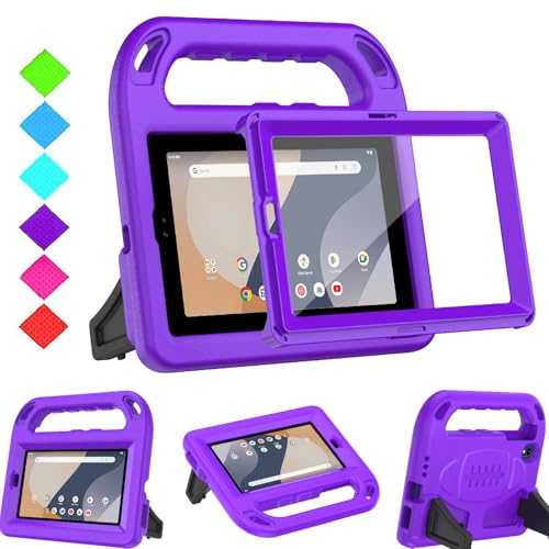 BMOUO Kids Case for Onn 7 Inch Tablet 2024 (Model:100135924) with Screen Protector Shockproof Handle Stand Protective Case for Walmart Onn 7 Tablet (Gen 4 2024) Purple