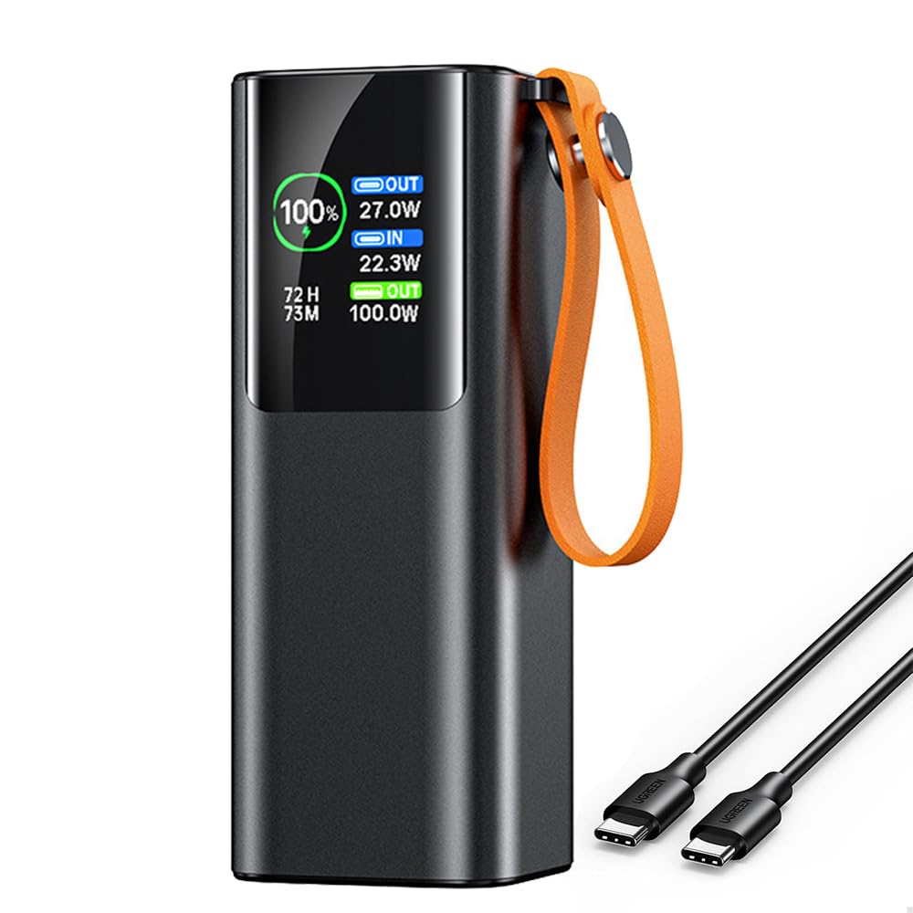 Power Bank per Laptop in Lega di Alluminio A Ricarica Rapida da 100 W, 20000 mAh, Caricabatterie Portatile con Schermo, Batteria Esterna da Viaggio, può Essere Portato in Aereo(Color:Black)
