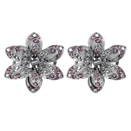 Pinzas de metal antideslizantes LALAFINA con diamantes morados para mujer