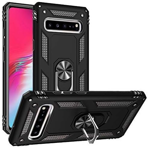 SkyTree 360 Degree Thunder Case, Dual Layer Hybrid Shockproof Back Cover Case with Kickstand for Samsung Galaxy S10 5G – Black