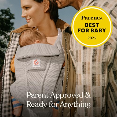 Ergobaby Omni Deluxe Baby Carrier Newborn to Toddler - Breathable Baby Carriers for Summer - All-Position Carrier with Enhanced Lumbar Support & Airflow (7-45 Pounds), Mesh, Natural Beige