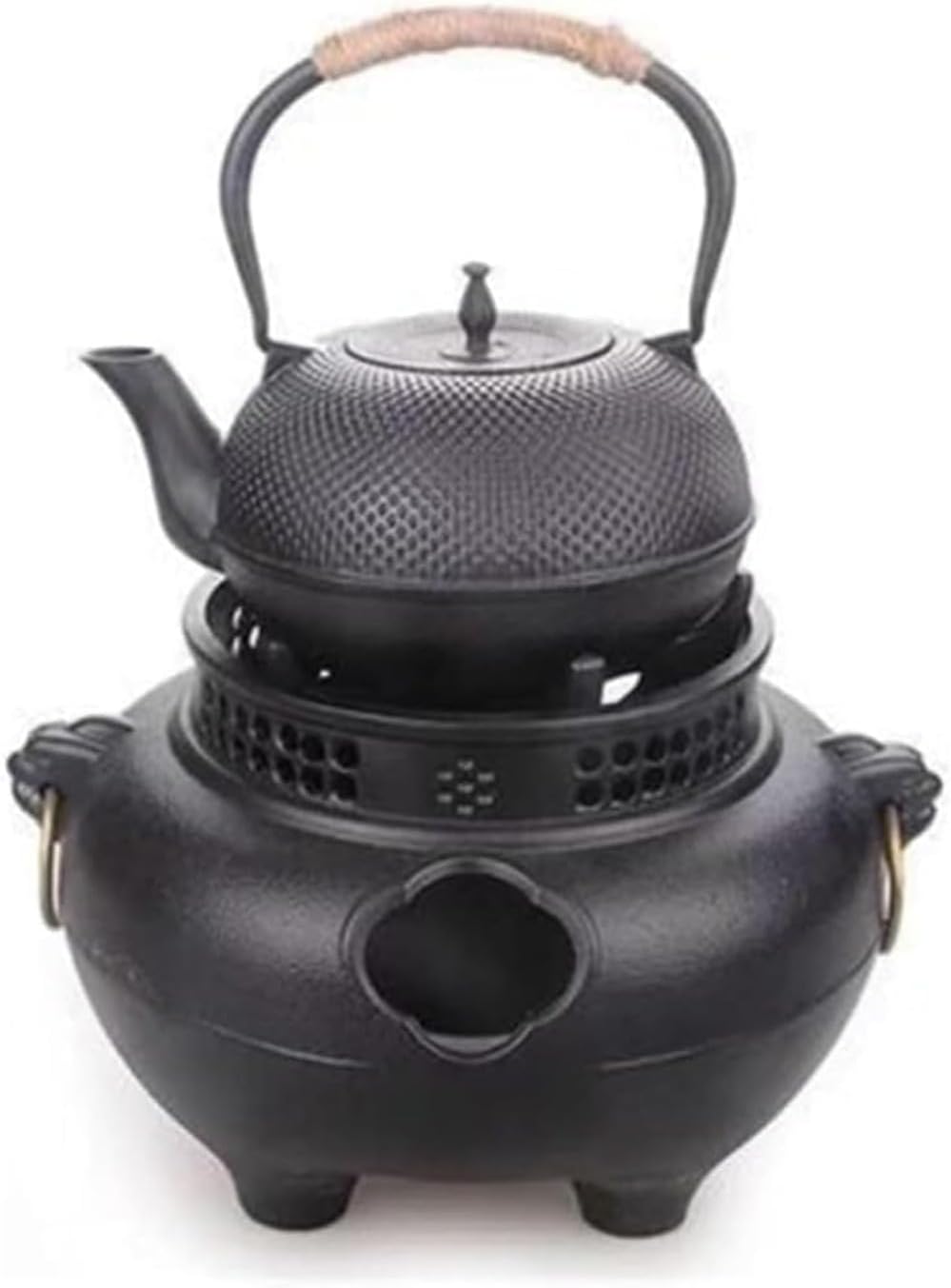 鉄製茶釜 風炉釜 茶道 年代物 骨董品鉄製 アンティーク装飾的デザイン