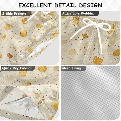 Pigsaly Boys Swim Trunks Yellow Cream Gradient Flashing Glitter Boys Board Shorts Swimsuit Swimwear Summer Bathing Suit S3