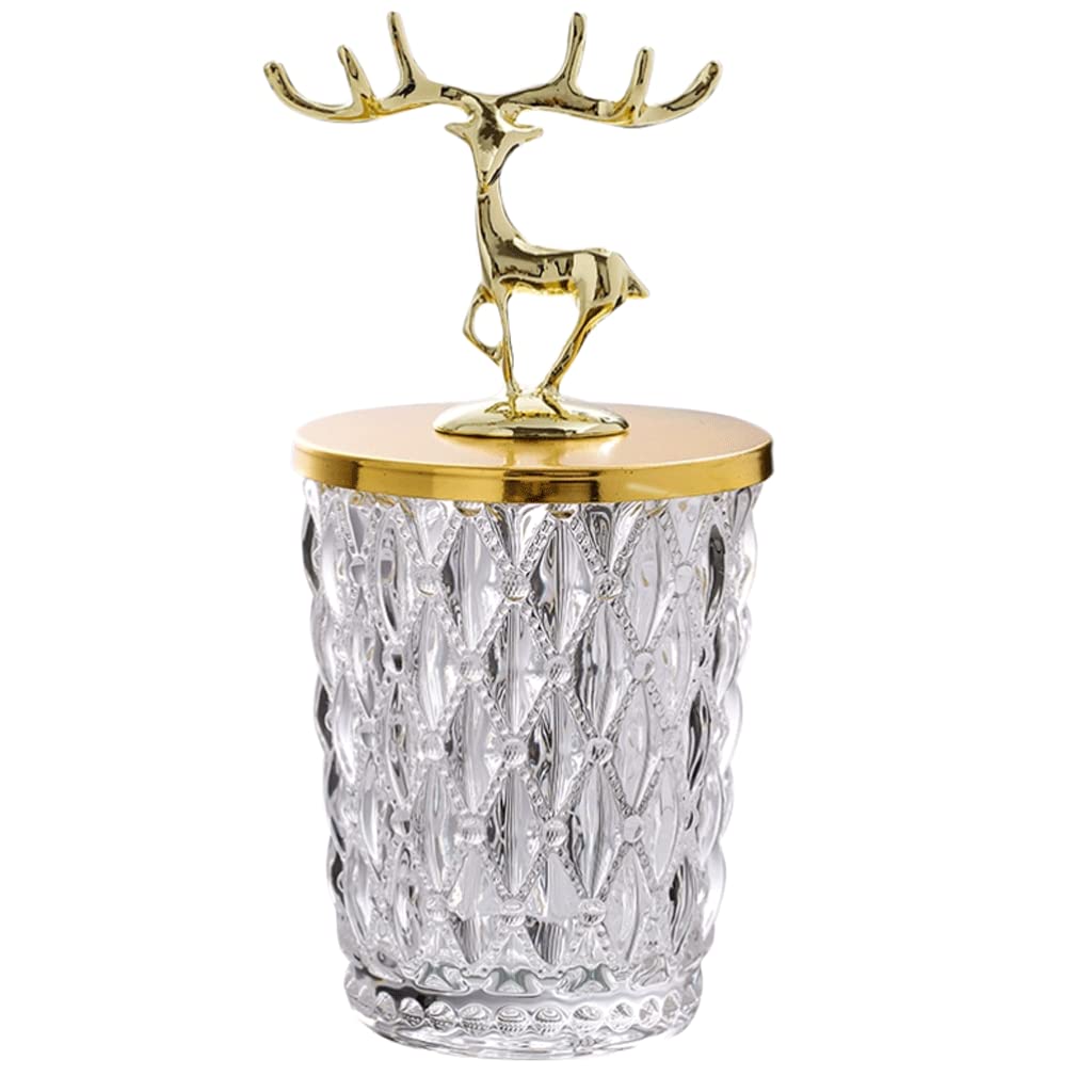 MRKU Toothpicks Dispenser Toothpick Box Holder Fashion Glass Elk Shape Case with Lid Portable Container for kitchen Chic