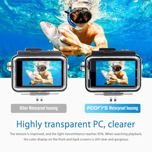 Image of ADOFYS Action Camera Accessories for DJI Osmo Action 5 Pro with Waterproof Case + Ultra Clear Tempered Glass Screen Protector + Lens Protector + HD Front Display Lens Protector + Silicone Rubber Case