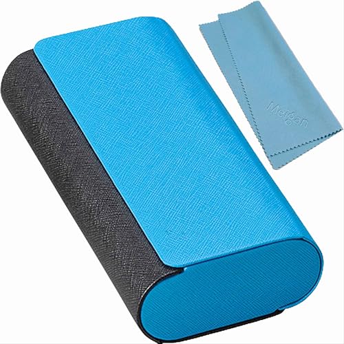 メイガン(Meigan) Double Glasses Case Aluminum Hard Shell Blue for Men, Women | for Reading Glasses and Sunglasses