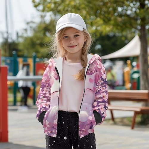 Girls Zip Up Fleece Hoodie 3D Printed Hooded Sweatshirt Hoody Coat with Pocket 6-16 Years4