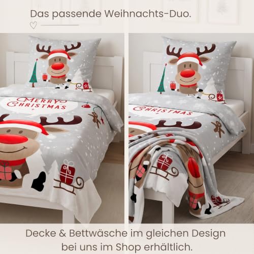 MTOnlinehandel Kuscheldecke flauschig 150x200 cm, Merry Christmas Wohndecke, Geschenke für Kinder, Geschenke für Frauen… – Ansicht 6