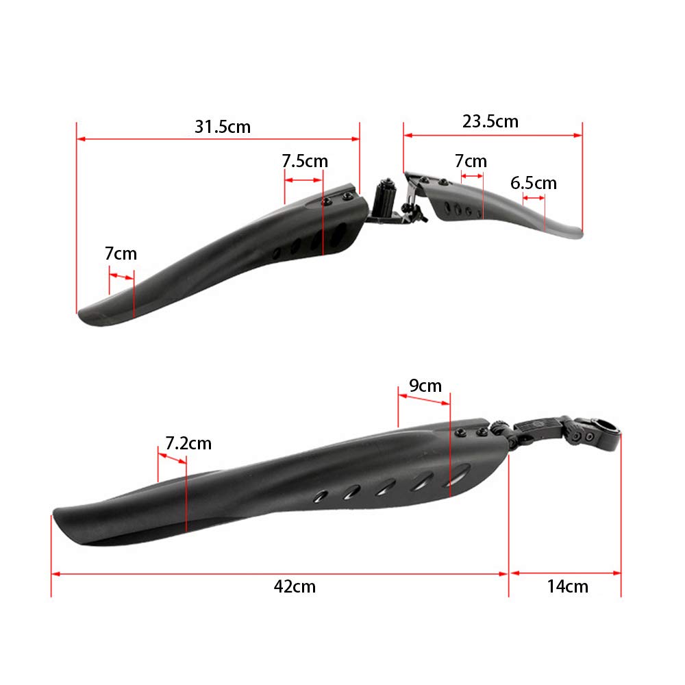 Kit De Garde-boue Avant Et Arrière BYOX Pour VTT – Noir Mat, Monkey