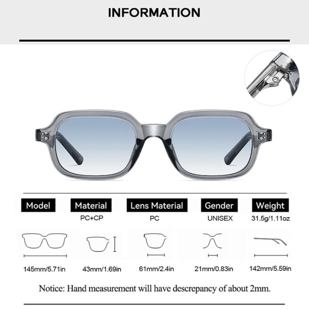 Gafas de sol de lujo para mujer, pequeñas, rectangulares, de metal, con remaches de moda, para hombre, con protección UV400.