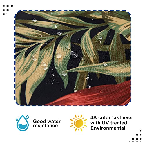 Artplan Patio Chair Seat Cushion Slipercover(Cover-Only No Insert) Outdoor Patio Cushion Covers Set With Tie,Zipper Colsure,Floral 22"X24"X4"(2 Pack),Black #TOP4