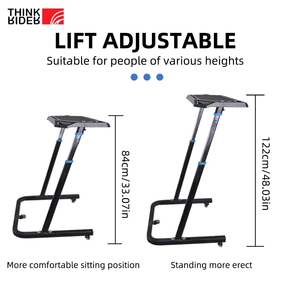 ThinkRider Mesa de bicicleta ajustable – Carrito para ordenador portátil para bicicleta estática o bicicleta – Entrenamiento mientras trabajas o viendo la televisión, mesa de pie