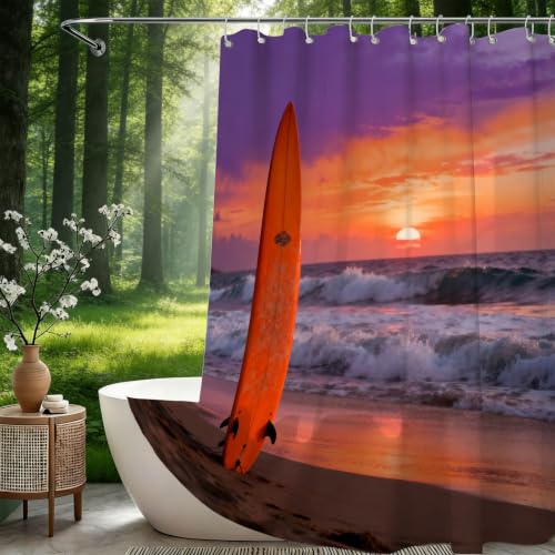 Rideau de douche polyester imprimé 3D avec anneaux robustes inclus