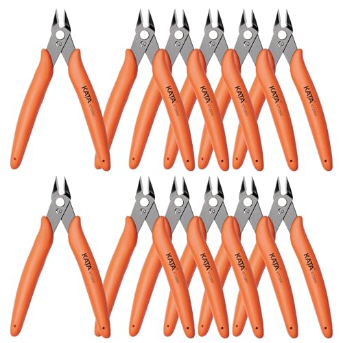 Image of KATA Mini Flush Cutters, 5-Inch Wire Cutters Plier for Jewelry & Zip Ties | 12PC small flush cutter for jewelry making, model kits, 3D printing, DIY crafts, zip ties, electronics and soft wire trimming