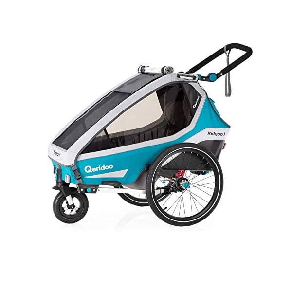 Qeridoo Kidgoo1 (2020/2021) Kinderfahrradanhänger, Fahrradanhänger 1 Kind - Petrol