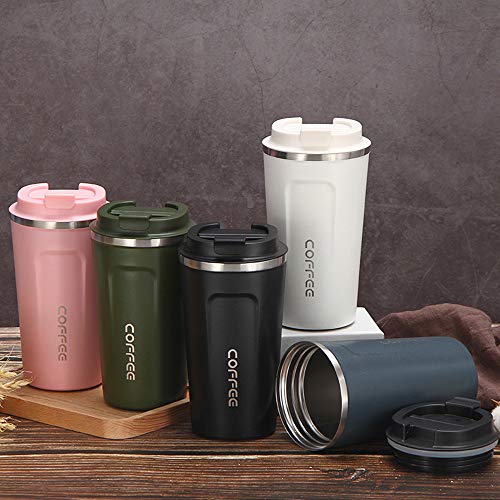 Heerda Taza de café, de acero inoxidable, para viajes, con tapa a prueba de fugas, térmica, con aislamiento de doble… - Imagen 7