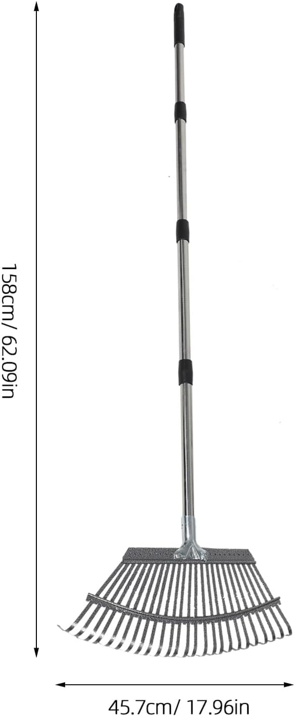 Operitacx Large Stainless Steel Garden Rake for Leaves Cleanup with 25 Tines and Detachable Sectional Handle, Metal Lawn Weeding Rake for Gardening and Yard Maintenance