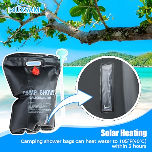 Bolsa de ducha solar para campamento, bolsa de ducha portátil de 5 galones/20L miniatura 4