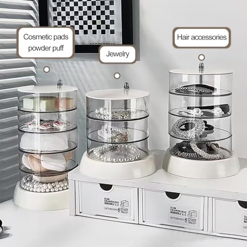 Image of JessLab Hair Accessories Organizer, Clear 5-Layer Acrylic Organizer for Girl Hair Tie, Classify Storage by Layer Box for Hair Accessories & Bracelets Rings Bangles