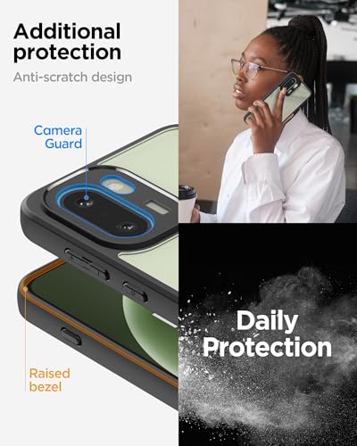 Image of Spigen Essential Sand Crystal | Transparent OnePlus 15R Case | OnePlus 15R Back Cover | TPU+Poly Carbonate - Matte Black