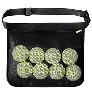 Tennis Ball Band Holder, Adjustable Pickleball Holdler for Tennis or Pickleballs, Zippered Mesh Waist Pouch Bag for Tennis Balls Holding Accessory