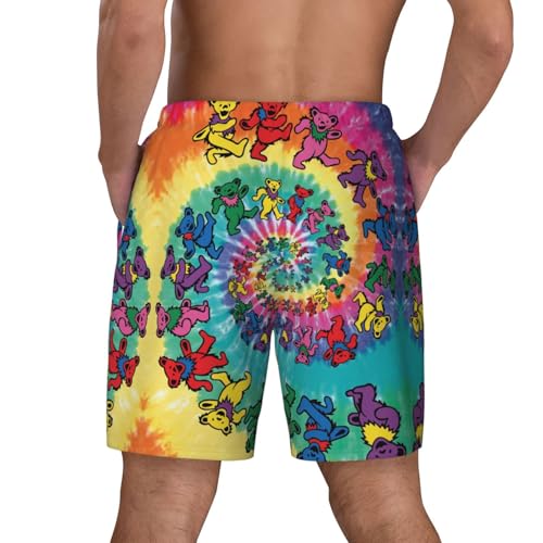 Dancing Thanksgiving Bear Breathable Fit Trends Men's Swim Trunks Board Short with Waist Elastic Band Swimming Trunks4