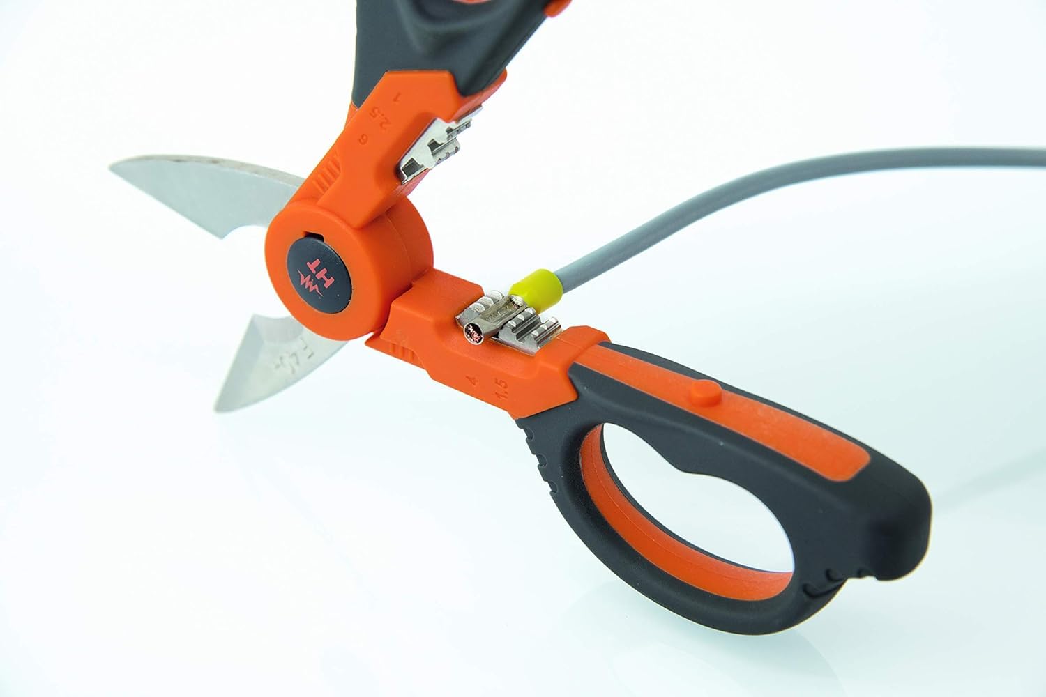 H&T Tijeras Profesionales de Electricista F40 – Crimpadora 1–6 mm – Cortacables hasta 70 mm – Acero Reforzado - Acero Inoxidable Reforzado - RASMACOR