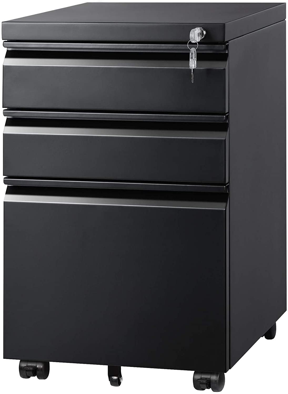 DEVAISE 3 Drawer Mobile File Cabinet Under Desk Office, Fully Assembled Except Casters, Letter/Legal Size, Black