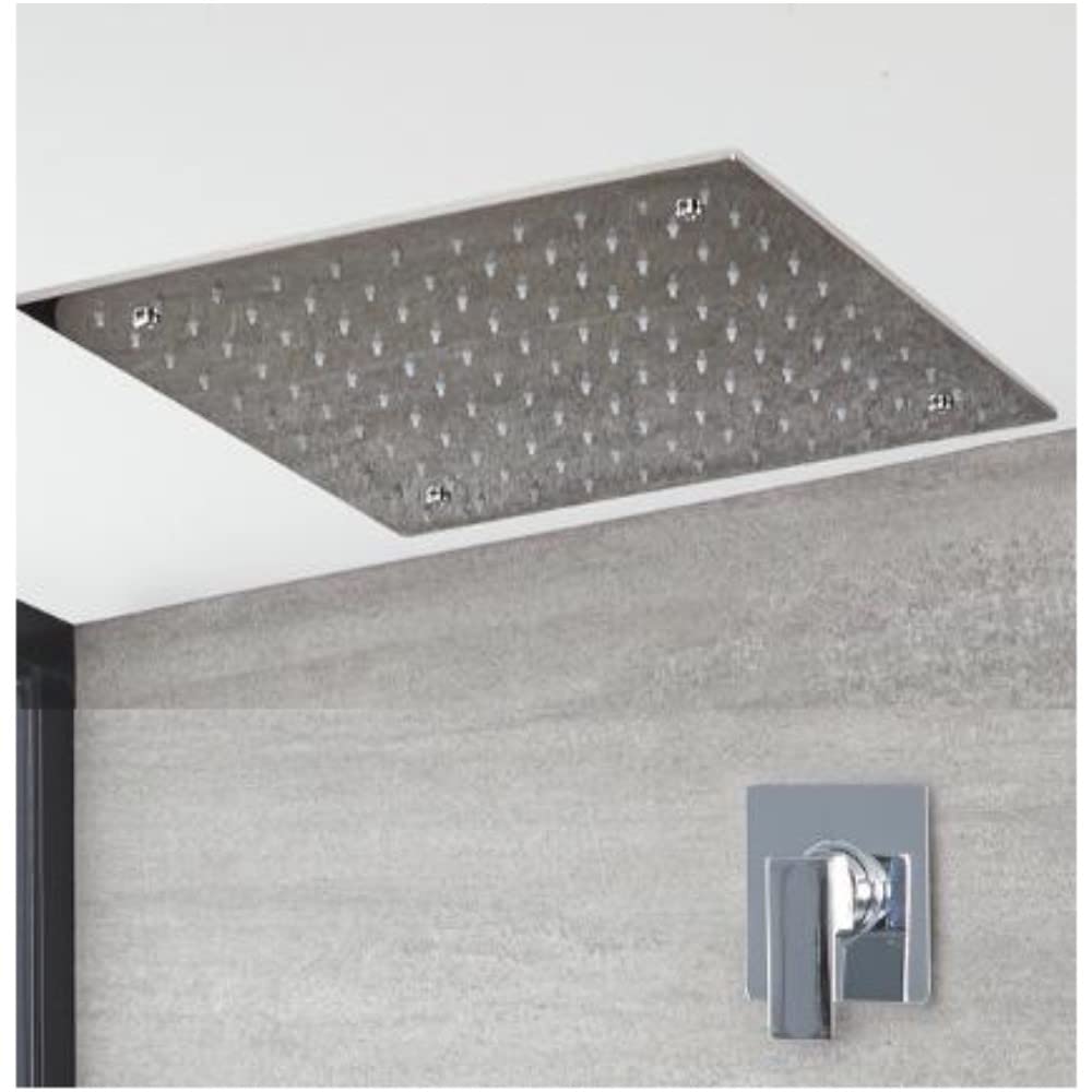 Milano Chrome Arvo Manual Mixer Valve 400Mm Square Ceiling Mounted Recessed Shower Head