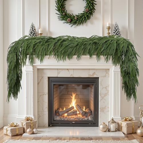 Alupssuc 9ft Christmas Garland, Real Touch Norfolk Pine Garland -