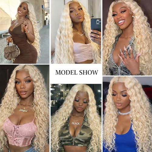Deep Wave Human Hair Bundles #613 Blonde 16 18 20 Inch 12A Brazilian Virgin Remy Hair Extensions 3 Bundles Full Curly Weave for Black Women — view 2