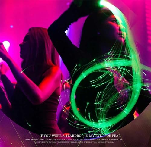 6ft Fiber Optic Whip for Dance USB Rechargeable,360°Swivel,Rainbow LED Light Effect,Great for Rave Party,Light Shows,Music Festival,Christmas Gift (7 Colors+23 Modes+1200mAh Battery)