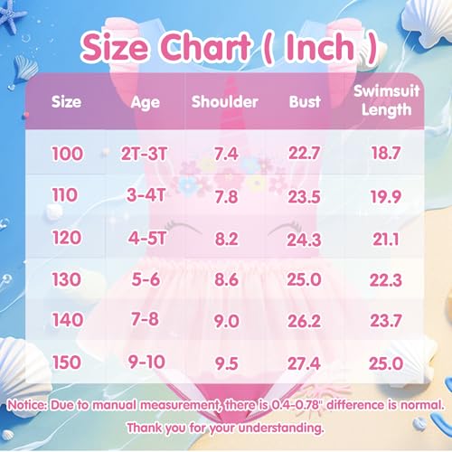 Image of Girls One Piece Swimsuit Colorful Mermaid Bathing Suits Cute Kids Princess Beach Swimwear 2-10 Years