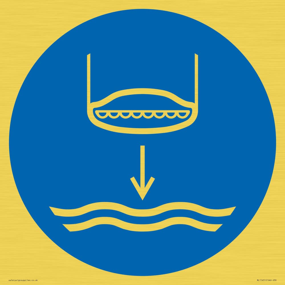 Mandatory: Lower lifeboat to the water in launch sequence Sign - 300x300mm - S30