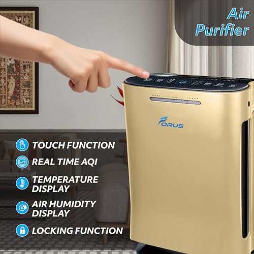 Image of Forus Air Purifier for Home & Office, H13 HEPA 3-in-1 filter, Covers Up to 500 Sqft Area Removes 99.99% Pollutants, Allergens, Pet Dander, Smoke, Dust, virus & Pollens| PM 2.5 | 2-Year Warranty (GR)