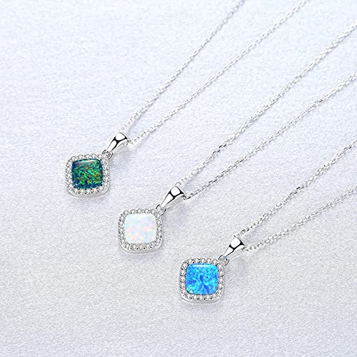Colliers en Argent Sterling pour Les Femmes Chaîne Fine Pendentif Opal