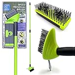 Weed Remover Tool Wire Brush Scraper Set with Metal Broom & Weed Removal Head - Remove Weed & Moss from Block Paving Garden Path Patio and Driveway Easily