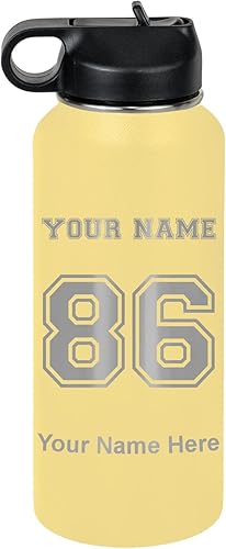 Miniatura 54 de LaserGram Botella de agua personalizada, camiseta deportiva, acero inoxidable de doble pared aislada al vacío con popote superior, regalo grabado