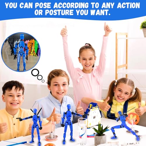 Image of Action Figure, Dummy 13 Action Figure Toys, Polyarticular Movable Titan 13 Action Figure Action, High Degree&Freedom Action Figures, 3D Printed Toys for Desktop Decor&Game Lovers (Blue)