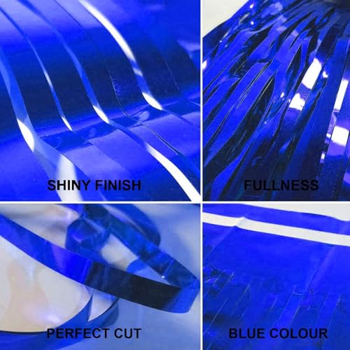 Image of Premium Metallic Foil Curtain 3x6 Ft Each for Party Decoration, Shimmer Backdrop for Birthday, Anniversary & Wedding, Easy to Hang Door & Wall Decoration Photo Booth (2, Blue)