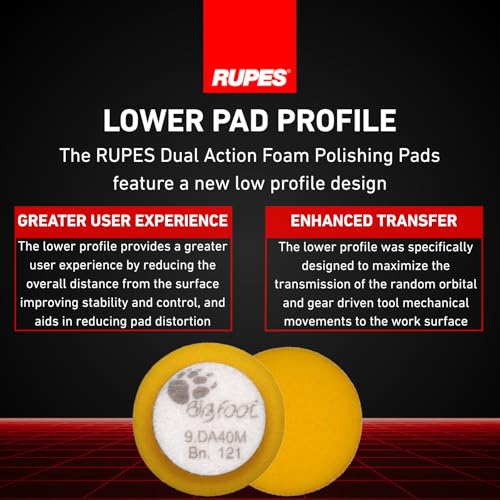 Image of RUPES 40mm Pack of 6 Yellow D-A Fine Wool Polishing Pads | Ideal for Paint Correction & Gloss Enhancement | Improves Finishing Performance | Compatible with 1.5 inch Backing Plate