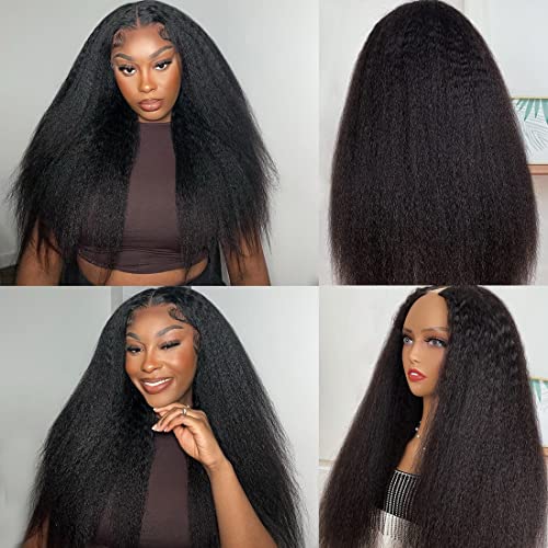 Zealady V Part Yaki Straight Wig Human Hair 180% Density upgrade U Part Yaki Wig 26 Inch Beginners Friendly Quick Style Party Essential Travel-Ready Show Your Own Scalp Technology - Image 2