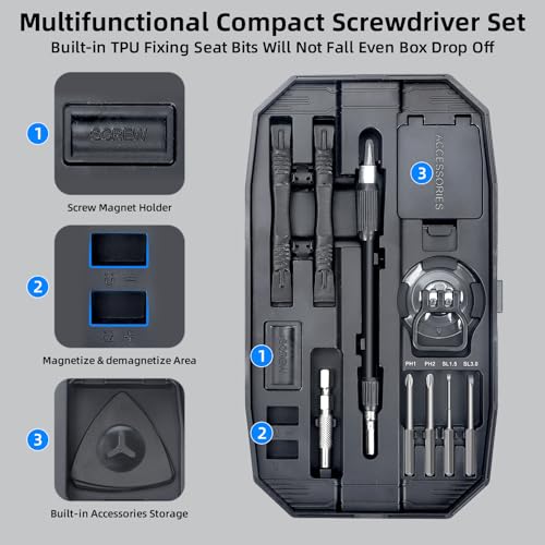 Image of SHARDEN 153 in 1 Precision Screwdriver Set for Electronic Repair Black | Magnetic Small Screwdriver Set with Torx, Pentalobe, Triwing, Mini Repair Tool Kit for Computer, Laptop, PC, PS5, Eyeglass